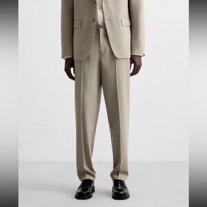 Zara Dress Pants Trouser Texture Slim Fit Modern Pleated Pants. Size 34 /EU 44